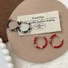 Pendientes de Lazo Estilo Francés Vintage con Elegante Diseño de Aro, Pendientes de Botón Rojos Ankora de Alta Gama con Aros Esmaltados y Cierres de Oreja