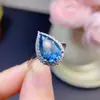 Conjunto Douyin de Anel, Pingente e Brincos de Topázio Azul Suíço Natural, Estilo Gota d'Água, Colar de Citrino da Sorte para Mulheres