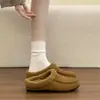 Estilo Retrô Old Money Birkenstock Sapatos Fechados Meia-Pantufa Feminina Roupa para Exterior 2026 Nova Outono/Inverno Aumenta Altura Pantufas de Algodão com Pelúcia