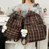 Mochila Retro a Cuadros Estilo Japonés para Mujer, Otoño e Invierno, Niñas de Secundaria, Estudiantes de Preparatoria, Bolsa Escolar, Mochila de Clase
