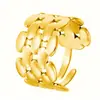 Anel Europeu e Americano Estilo Ins em Aço Titânio Vazado Pulseira de Relógio Ouro 18K Anel Multicamadas em Aço Inoxidável com Contas Onduladas Ovais para Mulheres Que Não Desbota