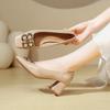 Tacones Altos de Punta Cuadrada, Tacones Gruesos, No Cansan los Pies, Zapatos de Boda Rojos, Nuevo Estilo Primavera y Otoño 2025, Zapatos de Salón de Charol Estilo Francés