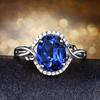 Nuevo temperamento de alta gama óvalo azul oscuro simulación turmalina azul anillo abierto moda para mujer anillo de dedo vivo joyería