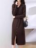 Vestido de Punto de Punto para Mujer, Estilo Europeo y Americano Transfronterizo, Nuevo Otoño/Invierno 2026, Corte Ajustado, Elegante Vestido Suéter de Longitud Media, Exportación