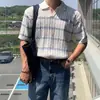 Estilo Old Money Tejido de Punto Trenzado Manga Corta para Hombre Verano Holgado Solapa Media Manga Camiseta Estilo Coreano Atuendo para Ir al Trabajo Camiseta Corta