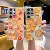 Funda para Samsung Galaxy S24 Ultra con película para lente, diseño de flores japonesas y coreanas, con diamantes de imitación y luz azul, para Samsung Galaxy S21, S24 y S23/S22.