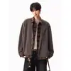 Novo Estilo Estilo Old Money Camisa Cardigan Solta Tendência Outono Retalhos Falso Duas Peças Xadrez Jaqueta de Baseball Outerwear Design Masculino