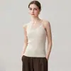 Camisola sin mangas de cachemira de una sola hebra calibre 12 para mujer, escote en V de encaje, tirantes finos, para usar en capas, Nueva llegada Otoño/Invierno