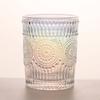 Puesto venta caliente girasol vidrio europeo retro relieve dorado taza agua botella agua fría resistente al calor taza desayuno jugo