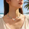 Pulsera de Tobillo con Cuentas Tubulares Azul Turquesa, Colgante de Estrella de Mar, Piedra Triturada, Cuentas de Semilla, Tendencia Retro, Venta Caliente Transfronteriza Europea y Americana, Mayoreo