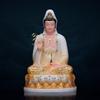 Estátua de Avalokiteshvara Bodhisattva Guanyin Buda do Mar do Sul para Adoração Doméstica Imitação Mármore Branco Sakyamuni Buda Ksitigarbha Maitreya Buda