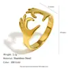 Moda Europeia e Americana Tendência Nicho Design Coração Estrela do Mar Ornamentos de Mão Aço Inoxidável Banhado a Ouro 18K Geométrico Assimétrico Anel