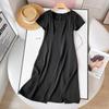 Vestido Cuadrado de Mezcla de Lino Estilo Japonés para Mujer (Vestido Largo Estilo Vacacional de Manga Corta 24 Modelos Nuevos) 466539