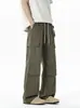 Calça Cargo de Seda de Gelo Masculina Verão Fina Casual Americana Caimento Solto Secagem Rápida Perna Larga Nova Moda Masculina 2025