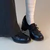 Nuevos~Plataforma Tacón Grueso Zapatos Pequeños de Cuero Mujer 2027 Otoño Nuevo Estilo Británico Retro Mocasines con Lazo Zapatos Individuales