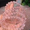 Pulseira de Círculo Único de Contas Redondas de Cristal Rosa Natural Cor Cristal Rosa Estrelado Rosa Fresco e Delicado Essencial para o Verão Sem Ponto Preto