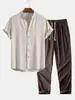 Conjunto Moderno de Camisa de Manga Curta Solta com Estampa 3D e Calça Longa para Homens, Roupa Casual de Primavera e Verão [Feito Sob Encomenda]
