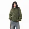 Nuevo Suéter de Punto Cruz Cuello Redondo para Mujer Otoño Invierno Retro Holgado Casual Versátil Top de Punto