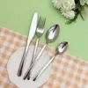 Suministro Transfronterizo de Amazon Cubiertos de Acero Inoxidable Juego de 18/24 Piezas Cuchillo para Bistec de Estilo Occidental, Tenedor, Cuchara para Uso en el Hogar y Hotel Juego de 4 Piezas