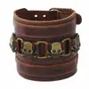 Joias Tendência Europeias e Americanas, Pulseiras de Couro Estilo Literário e Retrô, Acessórios Decorativos Criativos Personalizados de Caveira de Metal