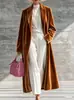 2026 Venta Caliente Transfronteriza Otoño/Invierno TikTok Abrigo Largo de Terciopelo para Mujer con Acabado de Alta Gama, Cuello Solapa, Chaqueta Larga de Terciopelo hasta la Rodilla