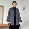Abrigo de doble cara de lana pura, nuevo estilo otoño/invierno para mujer, de longitud media, con cierre de cinturón, estilo coreano, versátil y moderno