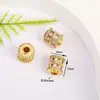 Color oro 18K que conserva el color cuentas de circonita micro-engastadas cuentas de barril de agujero grande accesorios de joyería con cuentas para pulsera collar DIY hechos a mano