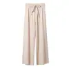 Pantalones de pierna ancha de seda helada para mujer en verano, de cintura alta, frescos, de pierna recta para personas bajitas, pantalones casuales finos para protección solar