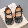 Zapatos de Moda Trendy para Niños 2025 Primavera y Otoño Nuevos Zapatos Pequeños de Cuero con Lazo de Lentejuelas para Niñas Zapatos de Salón