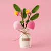Día de Año Nuevo 2026 y Año Nuevo Chino Significado Propicio Arreglo de Florero con Planta Verde Artificial Tejido a Crochet Hecho a Mano