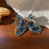 Brincos de Tarraxa Gota d'Água com Laço Inserido em Diamante Prateado Luxo Leve Moda de Ponta Design Exquisito Brincos Acessórios de Nicho Mulheres