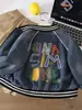 Q09 Chaqueta de Béisbol de Mezclilla de Otoño para Niños Estilo Nuevo Ropa Infantil Chaqueta Elegante de Moda Ropa Casual para Niños