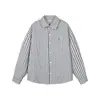 Camisa Casual de Manga Larga a Cuadros Seersucker para Hombre, Nueva Colección Otoño 2026, con Bordado de Cachorro y Cuello Campana
