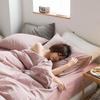 Fabricantes de cuatro piezas de algodón lavado teñido con hilo de algodón sin imprimir, suministro de fundas de edredón para ropa de cama, ropa de cama de estilo japonés de buena calidad, venta al por mayor