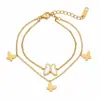 Pulsera popular de titanio y acero estilo ins, moderna, versátil, corazón, mariposa, estrella, geométrica, de acero inoxidable, joyería para la mano