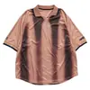 Camiseta de Fútbol Polo Manga Corta Bloque de Color Retro Cuello en V, Camisa Deportiva de Fútbol Holgada Oversize Vintage Estilo Americano