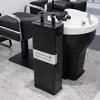 Venta Directa de Fábrica Cama de Champú Cerámica para Barbería Cama de Enjuague Semi-reclinable Cama para Salón de Peluquería Cama de Champú Estilo Celebridad de Internet