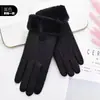 Luvas de Inverno Femininas com Veludo e Espessamento para Manter Aquecido ao Dirigir, Fofas para Ciclismo Outono e Inverno à Prova de Vento e Frio Luvas de Algodão com Tela Sensível ao Toque