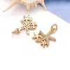 Acessórios para joias DIY, pingente de estrela-do-mar transfronteiriço, banhado a cobre com ouro real 18k, cravejado com zircônia, versátil para colares e pulseiras