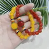 Pulsera de ágata artificial de cinco filas y calcedonia, pulsera multicolor versátil para hombres y mujeres