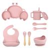 Plato de Cena de Silicona Personalizado con Compartimentos, Ventosa, Set de Vajilla para Bebés y Niños, Tazón para Comida de Cangrejo, Suministros para Madre y Bebé