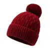 Gorro de punto para mujer transfronterizo con logo estampado, gorro de punto grueso con forro polar para otoño e invierno, gorro de lana cálido versátil para ciclismo al aire libre