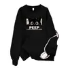 Sudadera Huamian Negra de Cuello Redondo para Mujer, Nuevo Estilo Otoño e Invierno 2026, Top Holgado de Talla Grande con Mangas Largas, Chaqueta de Forro Polar de Invierno