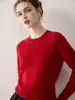 Suéter Cálido de Punto Fino Retro Retorcido Color Sólido Engrosado de Invierno Cuello Redondo 100% Cachemir Puro para Mujer