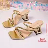 Sandalias de tacón alto con plataforma y punta cuadrada de comercio exterior, nuevas de verano 2026 estilo europeo y americano, sandalias de moda sin cordones para mujer