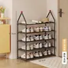 Zapatero simple para entrada, estante estrecho de múltiples capas para almacenamiento de zapatos, ahorra espacio, adecuado para dormitorios y apartamentos pequeños de alquiler