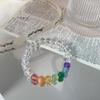 Pulseira Simples e Versátil Qiaoen de Cristal Branco Natural Colorida Arco-Íris com Várias Contas para Meninas, um Presente para Amigas