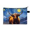 Caja de papelería con estampado de vaca Highland y girasol transfronteriza, monedero grande, estuche para lápices, bolsa para guardar papelería de estudiante escolar