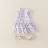 Vestido de Princesa para Bebé Primavera y Verano para Niñas Nuevo Estilo 2026 Vestido Floral sin Mangas de Algodón Puro para Bebés para Usar Afuera, Vestido Triángulo