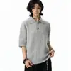 Camisa Polo Tricotada com Design de Nicho Retrô Americano Manga Curta Unissex Verão Tendência High Street Casual Tops